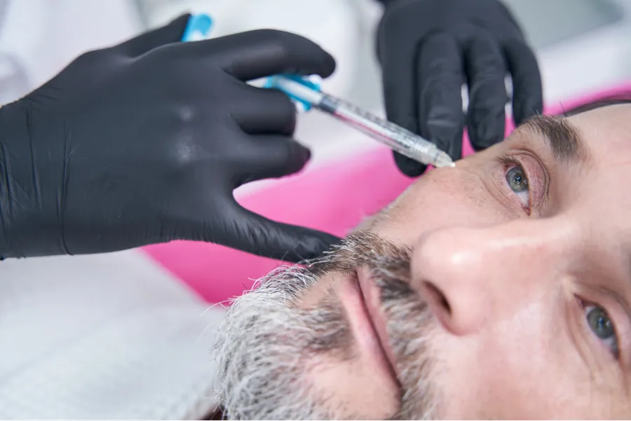 A precise under-eye treatment in progress at Wellface Wimbledon