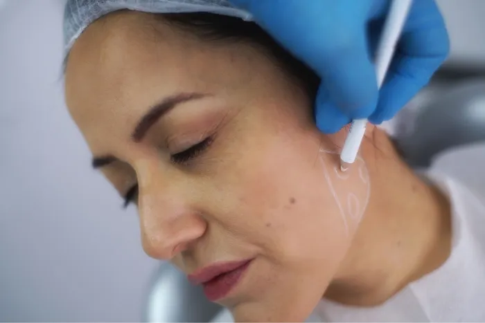 Jaw filler being placed with precision at Wellface Wimbledon