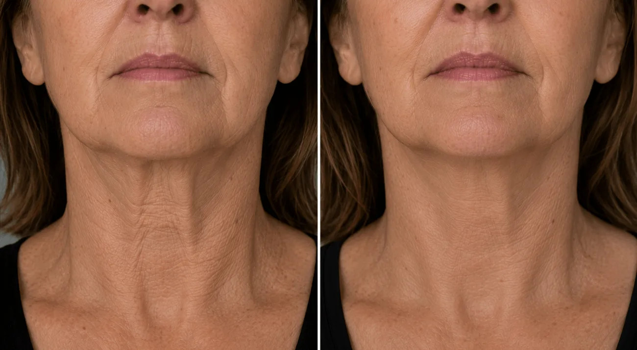 Before and after neck anti-wrinkle treatment
